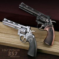 1:2.05可抛壳仿真全金属玩具不可发射合金左轮模型柯尔特蟒蛇毛瑟沙鹰左轮手玩具收藏礼 柯尔特蟒蛇357雕花左轮（银色）