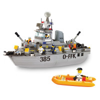 小鲁班拼装玩具海军舰队驱逐舰积木军事塑料拼装儿童玩具 海军舰队-驱逐舰