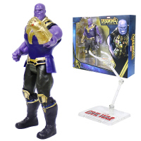 漫威模型钢铁侠手办蜘蛛侠玩具复仇者联盟4美国队长绿巨人可动人偶摆件男孩儿童 灭霸+透明支架