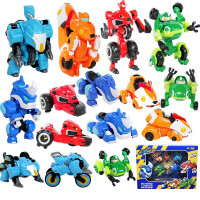 正版之竞速小英雄三变形翻滚车超人强儿童玩具公仔男孩五合体套装 竞速小英雄-三变系列(五合一套装)