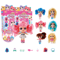 亿奇惊喜猜拆乐女孩换装卡通公仔漂亮公主精美发型装扮娃娃套装假发玩具 CCJ-01发型套装[随机1款]