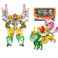 猪猪侠之超级超星超新萌宠心玩具变形机器人铁拳虎阿五全套酷变五灵王五灵锁石甲熊冰封 8628A三合体(送文具5件套+积木)