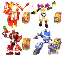 灵动快乐酷宝蹦蹦兔玩具超萌甲二合体智智龟黑焰龙鹰小宝变形机器人全套 变形 蹦蹦兔+猪哼哼+羊大+狐图(6.5寸)