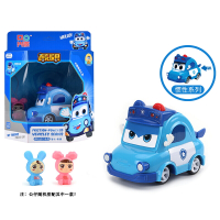 百变校巴儿童变脸汽车玩具惯性车回力汽车歌德套装警车消防车玩具声光版校车车长警长消防 惯性联动系列[回力车]警长歌德+玩偶