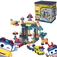 猪猪侠百变校巴积木玩具儿童拼装警车消防车汽车男孩女孩大颗粒摩天轮旋转木马城堡飞 校巴车+消防车积木[两辆车套装]420粒