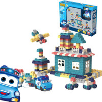 猪猪侠百变校巴积木玩具儿童拼装警车消防车汽车男孩女孩大颗粒摩天轮旋转木马城堡飞机动物货车火 警车积木别墅套装[200粒]