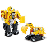 儿童合体变形机器人合金变形工程车挖掘机吊车铲车推土机汽车人生日套装 合金爆裂铁臂王(挖掘机)
