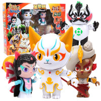 庄臣动漫京剧猫玩具公仔变形变脸组合套装之乘风破浪武松白糖小青大飞系列儿童玩具 京剧变形套装[4款组合套装]