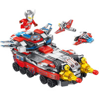 潘洛斯儿童奥特曼积木玩具初代泰罗赛文艾斯奥特曼人仔拼装积木公仔人偶玩具男孩69000ABC 690012[奥特曼占地车]