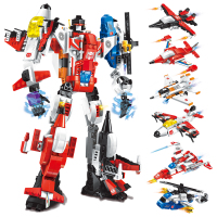 启蒙积木兼容乐高男孩拼装机器人变形8合1体金刚修罗战神儿童玩具 天谴者战神1405[6合一]