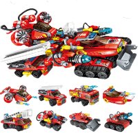 启蒙积木兼容乐高男孩拼装机器人变形8合1体金刚修罗战神儿童玩具 极限救援战车1410[8合一]