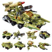启蒙积木兼容乐高男孩拼装机器人变形8合1体金刚修罗战神儿童玩具 雷霆远征战车1415[8合一]