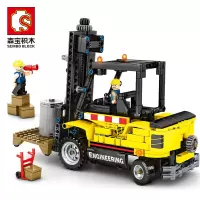 兼容乐高积木男孩拼装玩具挖掘机工程车水泥叉车推土机701802 工程系列-叉车