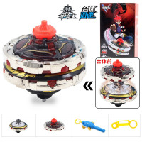 奥迪双钻战斗王之飓风战魂5陀螺玩具送战斗盘赠收纳箱儿童拉线炫光合体加速旋转套装 [烈破炎龙]合体加速