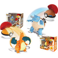 正版神奇宝贝玩具皮卡丘喷火龙水箭龟宠物小精灵宝可梦球公仔手办 喷火龙VS水箭龟