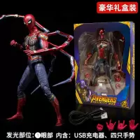 中动正版漫威复仇者联盟4蜘蛛侠钢铁侠绿巨人手办玩具模型周边 大号14寸发光蜘蛛侠[送礼推荐]