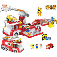 正版嘟当曼豪华变形消防车警车救护车潜水艇过家家系列儿童公仔玩具 [变形豪华消防车]+3公仔-过家家系列