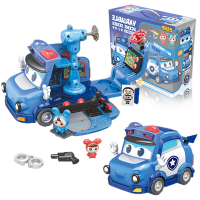 正版百变校巴六合一套装歌德校车儿童变形机器人汽车巴士车玩具 变形场景系列-警长歌德