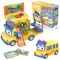 正版百变校巴六合一套装歌德校车儿童变形机器人汽车巴士车玩具 变形场景系列-车长歌德