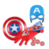 [99-10]万圣节儿童钢铁侠美国队长大蜂擎天柱动发光面具声光剑套装复仇者蜘蛛侠激光剑玩具 美国队长面具+手套+盾牌