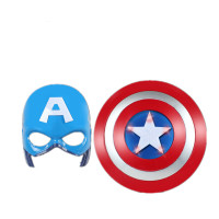 [99-10]万圣节儿童钢铁侠美国队长大蜂擎天柱动发光面具声光剑套装复仇者蜘蛛侠激光剑玩具 美国队长面具+盾牌