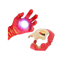 [99-10]万圣节儿童钢铁侠美国队长大蜂擎天柱动发光面具声光剑套装复仇者蜘蛛侠激光剑玩具 钢铁侠[可打开面具+手套]