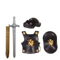 万圣节盔甲铠甲勇士金龙盔甲可穿儿童节演出道具刀剑玩具盾牌套装 黑色金龙战甲