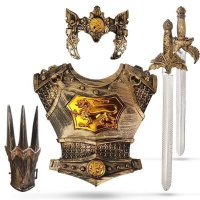 万圣节铠甲勇士儿童玩具罗马勇士盔甲铠甲可穿刀剑玩具盾牌套装武士面具儿童节演出道具弓箭吸盘射击玩 古铜龙爪盔甲套装[新款]