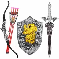 万圣节铠甲勇士儿童玩具罗马勇士盔甲铠甲可穿刀剑玩具盾牌套装武士面具儿童节演出道具弓箭吸盘射击玩具 龙头弓箭套装