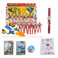 儿童奥特曼 玩具套装 赛罗小怪兽q版全套套装组合迷你超人玩具 奥特曼套装+六大战斗机+手表