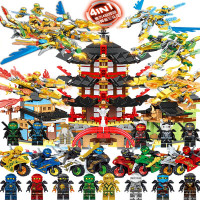【99-10】兼容乐高幻影忍者人仔神龙战车儿童男孩3-6周岁10-12岁 新四龙袭庙+8摩托+18人仔（桶装四龙可合体）
