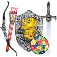 儿童弓箭吸盘射击玩具套装传统玩具弩宝剑盾牌组合男孩玩具 古剑弓箭套装+吸盘