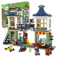 群隆我的世界男孩小颗粒拼装积木玩具方块世界拼插积木 创意商店QL0509