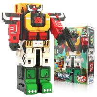 蒙巴迪 兽王百兽创战纪玩具动物合体数字方块变形机器人动物战队套装 百兽系列-3合1B款204