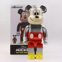 bearbrick积木熊 米奇mickek藤原浩闪电90周年金属色手办模型摆件 金属米奇 400%高约28cm