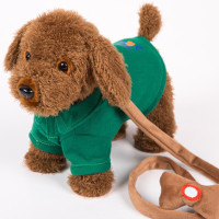 儿童电动毛绒玩具狗狗会唱歌会叫电子机器狗仿真泰迪牵绳走路小狗12345岁男孩女孩玩具 绿色牵绳狗 动嘴88首歌+