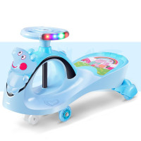 儿童扭扭车女男宝宝婴儿玩具溜溜车带音乐静音万向轮摇摆车0-1-2-3岁 小猪蓝静音轮+方向盘音乐灯光