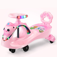 儿童扭扭车女男宝宝婴儿玩具溜溜车带音乐静音万向轮摇摆车0-1-2-3岁 小纵队粉普通轮+车身低音炮+双灯光+靠背