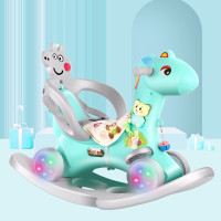 摇摇椅摇摇马木马儿童摇马0-1-2-3岁宝宝一周岁生日玩具摇摇车两用婴儿玩具 绿色摇马+护栏+滑行闪光轮+礼包