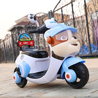 新款儿童玩具车可坐人电动摩托车1-2-3-4-5岁男女宝宝三轮车大号电瓶车充电动玩具车汪汪 蓝色大电瓶+早教usb单驱动