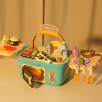 儿童多功能小伶过家家玩具可煮做饭手提篮野餐厨房玩具女孩可出水仿真烧烤3-6岁男孩