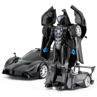 星辉 rastar帕加尼 遥控一键变形汽车模型 儿童玩具机器人战警1:14车模男孩子 黑色