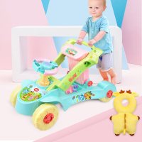 宝宝学步车手推婴儿童多功能学走路助步车防侧翻7-18个月男女孩6 小羊两用学步车浅蓝色+[防摔枕]