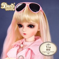 多丽丝手工改妆凯蒂娃娃关节BJDSD三分娃仿真洋娃娃公主 薇娅-改妆 [手工改妆KD凯蒂]+娃娃展示支架+收藏送定制换眼