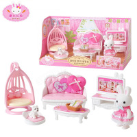 康比拉兔过家家玩具小白兔浴室卧室小兔子玩偶女孩玩具 康比拉兔会客室