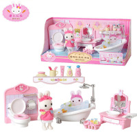 康比拉兔过家家玩具小白兔浴室卧室小兔子玩偶女孩玩具 康比拉兔浴室