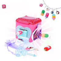 简动文创惊喜百宝儿童DIY手工创意玩具橡皮串珠手链项链装儿童玩具套装 惊喜百宝箱两只(粉色+紫色)