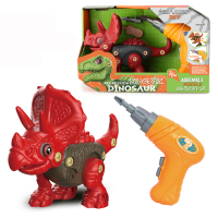 儿童手工螺母拆装玩具恐龙组装玩具拆装恐龙男孩儿童玩具 电钻版三角龙