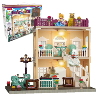 芭美儿森林小家系列儿童音乐钢琴旋转游乐场过家家场景游戏玩具城堡公主换装女孩 西餐厅SD818