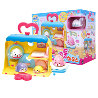 韩国太伶美趣味冰箱组儿童过家家场景玩具女孩生日奇趣厨房套装 小海豹咚咚动感小屋HP32270